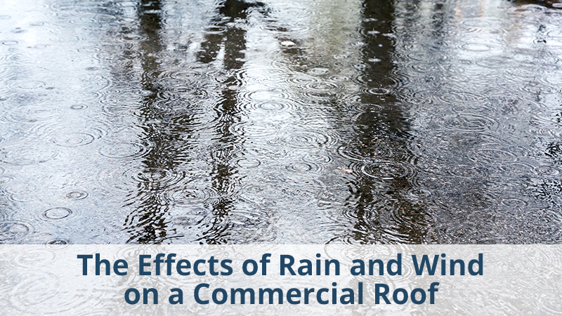 Rain and wind on commercial Roofing