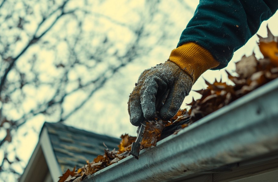 cleaning gutters, spring roof maintenance